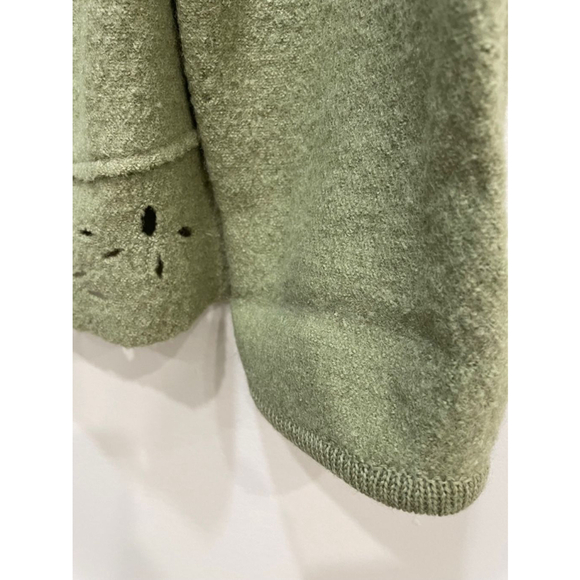 Vintage Rino Rossi Boiled Wool Jacket Cardigan Button Up Floral Cutout Green M - Picture 6 of 16